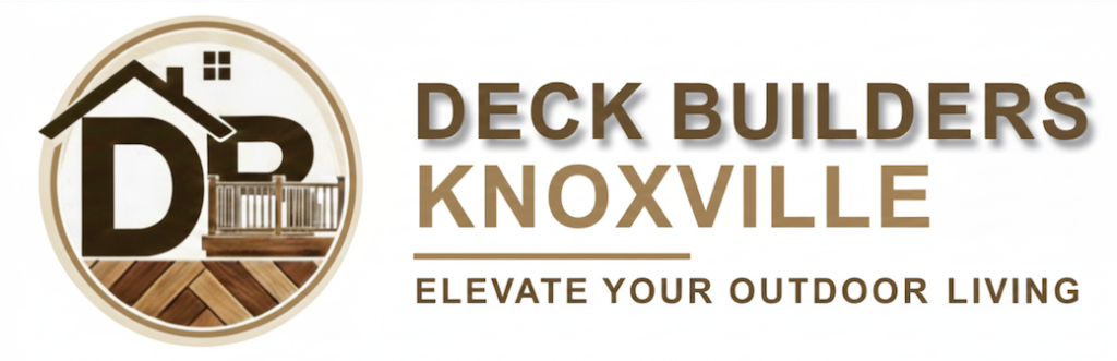Deck Builders Knoxville logo displaying a custom wood deck and railing design, representing professional deck builders in Knoxville, Tennessee specializing in residential deck construction, composite and wood decking, railings, and outdoor living spaces
